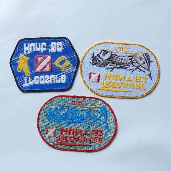 Vintage OUC Treasure Hunt PATCHES LOT of 3 Embroidered SHIPWRECK ADVENTURE DIVE - Picture 2 of 2